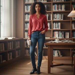 Treasure & Bond Scarlet Button-Up Blouse